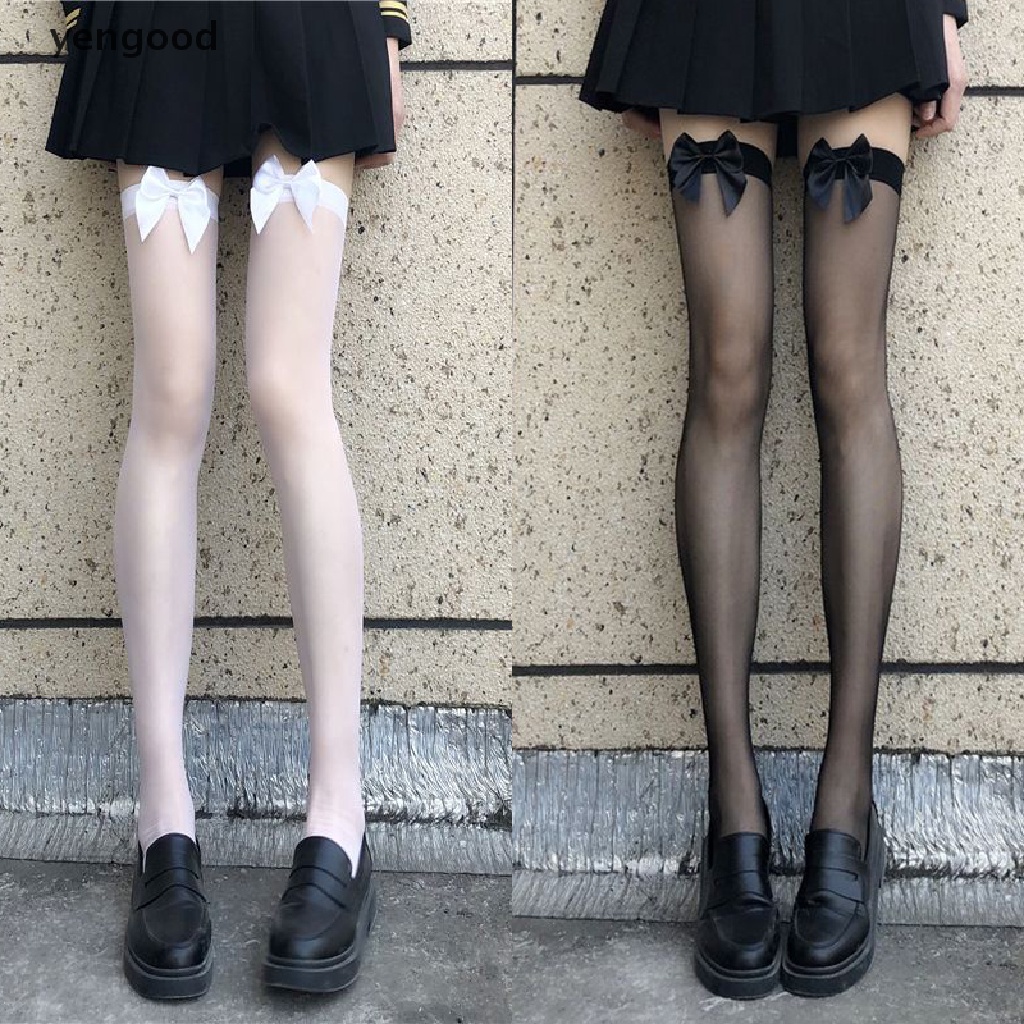 Vớ Dài Qua Gối Bằng Nylon Phối Ren Phong Cách Lolita Gợi Cảm Dành Cho Nữ