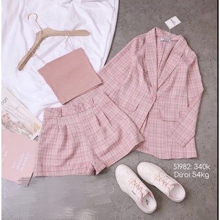 Set vest kẻ caro cao cấp