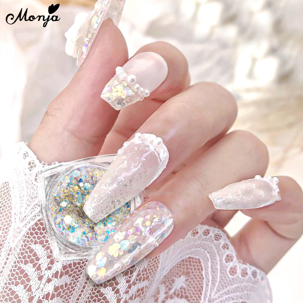 MONJA Bột Kim Tuyến Lục Giác Trang Trí Móng Tay