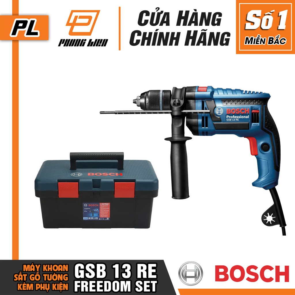 Máy Khoan Động Lực Bosch GSB 13 RE FREEDOM SET (13MM-600W) - Khoan Được Tường - Hàng Chính Hãng