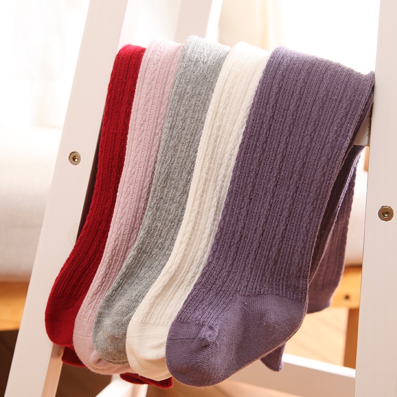 Quần tất cotton giữ ấm màu trơn cho bé gái
