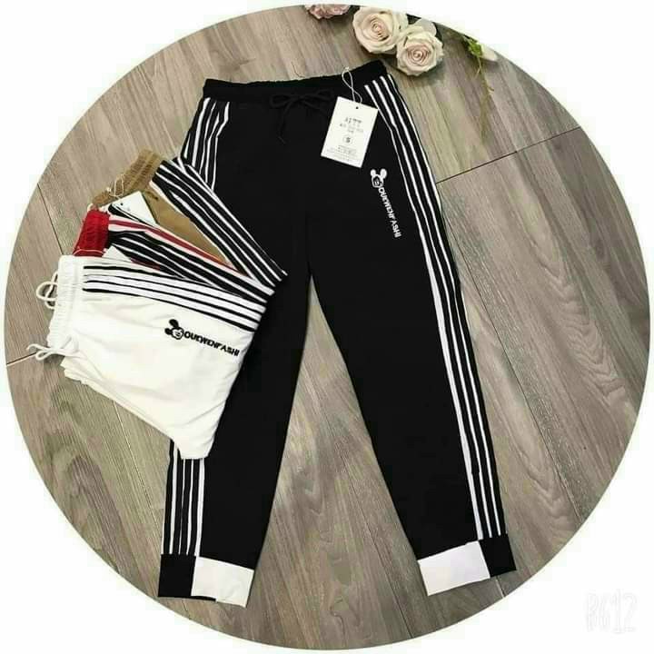 Quần Gió thể thao bo gấu nữ co giãn nhẹ không nhăn Thêu Hit Hot