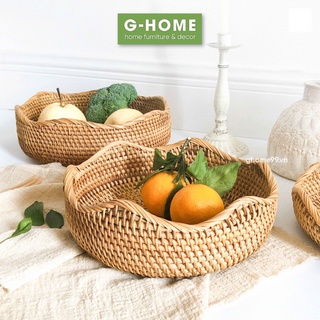 Khay mây đan viền sóng Ghome, khay mây đựng đồ đa năng hàng Việt Nam chất lượng cao KHAYMAY