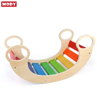 Đồ chơi bập bênh cầu vồng bằng gỗ đa năng cho bé Mody M743936