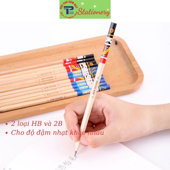 Bút chì gỗ 2B Deli họa tiết chú lính chì hai màu phù hợp với học sinh ngòi chì mềm dễ gọt gỗ tự nhiên 58151