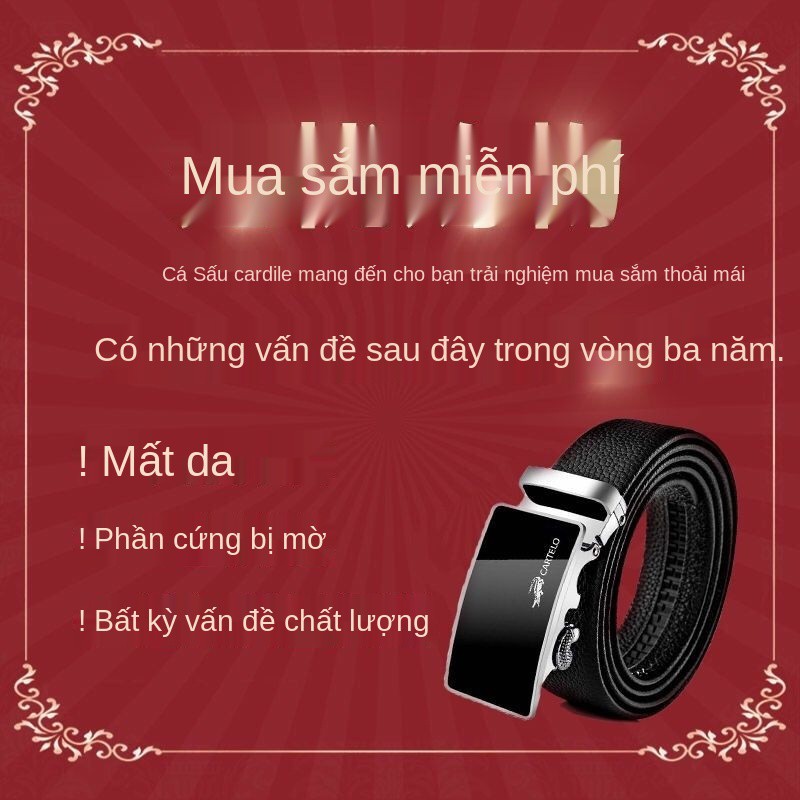 Thắt lưng nam da cá sấu Cardile, khóa tự động, kinh doanh xã hội phiên bản Hàn Quốc tất cả phù hợp