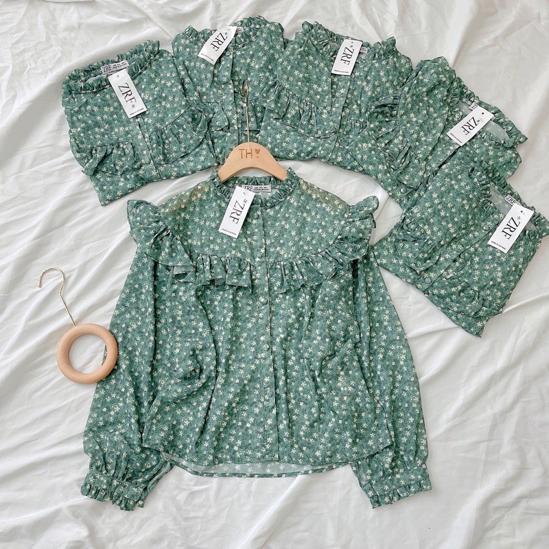 KÈM ẢNH THẬT🌿ÁO HOA XANH NHÍ ZR CÚC BỌC🌿