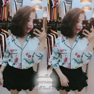 Áo sơmi lụa cổ pyjama