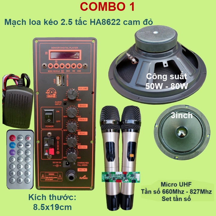 Mạch loa kéo 2.5 tấc đơn HA8622 JBZ