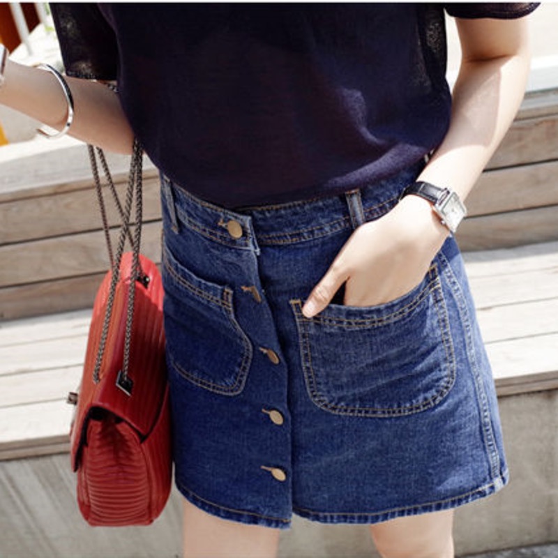 Chân váy jean Chữ A Lưng Cao Dáng Ôm Thời Trang Mùa Hè Cho Nữ