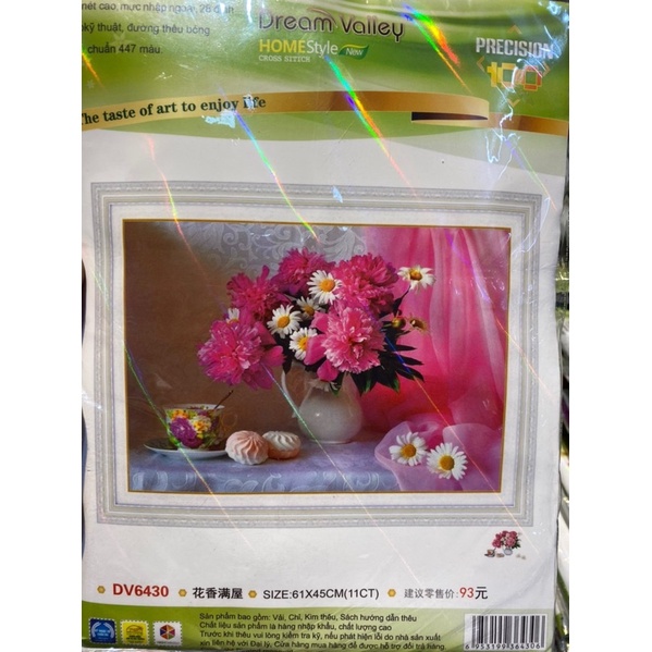 Tranh thêu Chữ thập bình hoa cúc Dream valley mẫu mới DV6430(61x45 cm) chưa thêu
