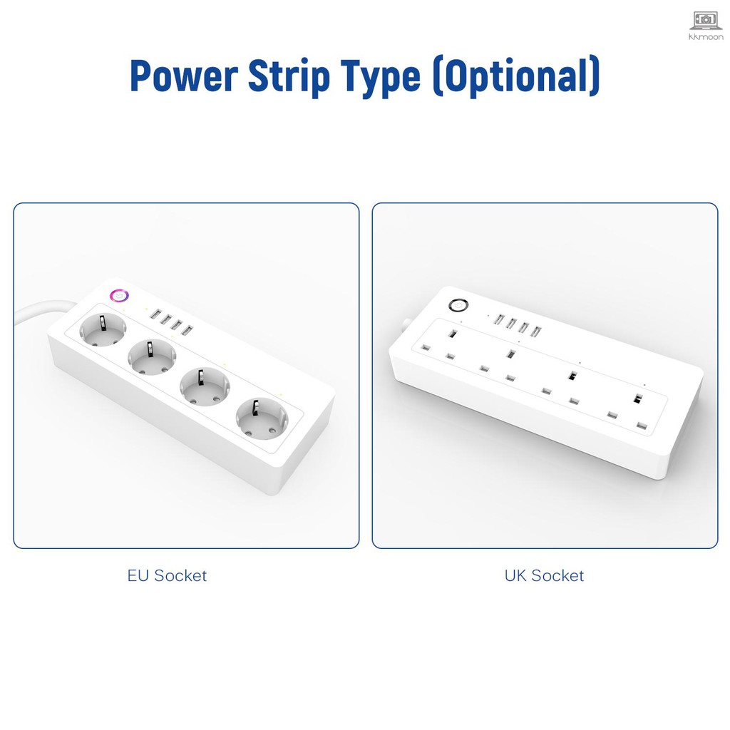 Ổ cắm điện thông minh kết nối wifi với 4 cổng chống tăng điện áp + 4 cổng USB