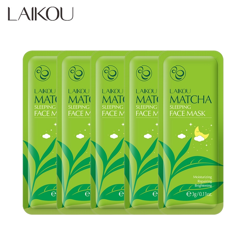 Set 5 mặt nạ ngủ LAIKOU Matcha Seaweed Snail Sakura 3g