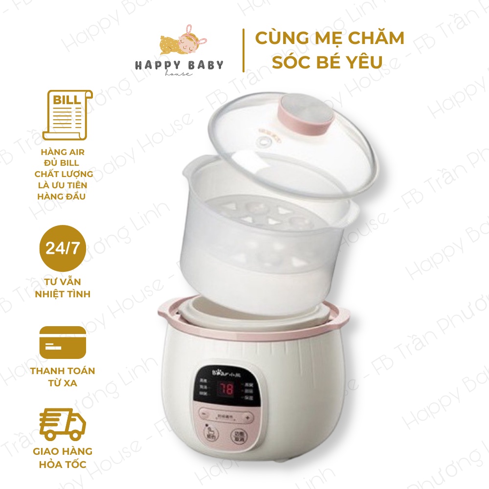 Nồi nấu cháo chậm Bear, Nồi nấu cháo cho bé ăn dặm Bear chính hãng bản quốc tế 6 chức năng 0,8L