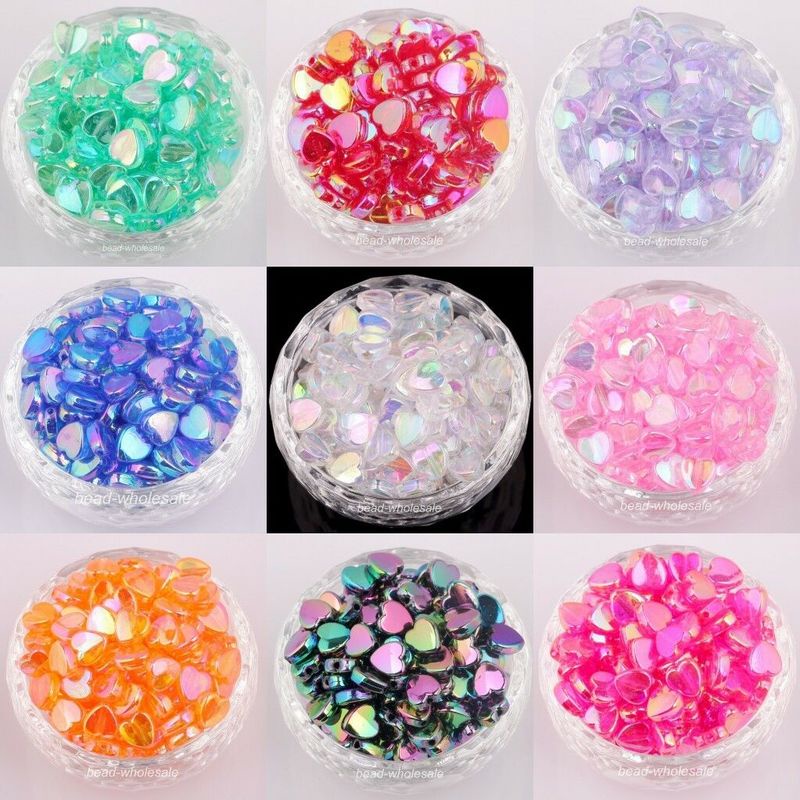 Set 200 Hạt Xỏ Lỗ Hình Trái Tim 8x4mm Bằng Acrylic Dùng Để Làm Trang Sức Diy