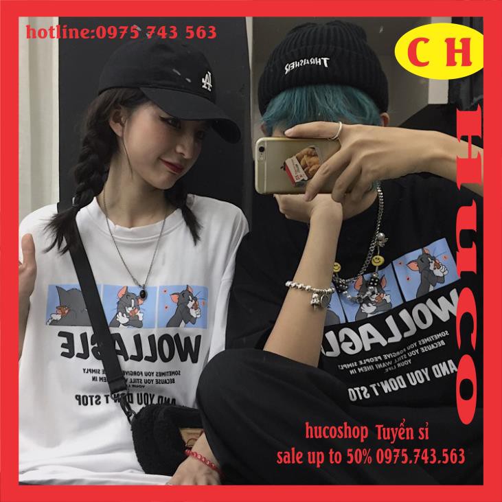 [TẶNG QUÀ] Áo thun áo phông hè nam nữ unisex tay lỡ Tom&amp;Jerry chất cotton form thụng chuẩn ảnh ulzzang mặc đôi nhóm