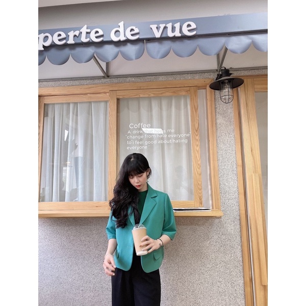 Áo Blazer dáng lửng cộc tay màu Xanh mint XM001