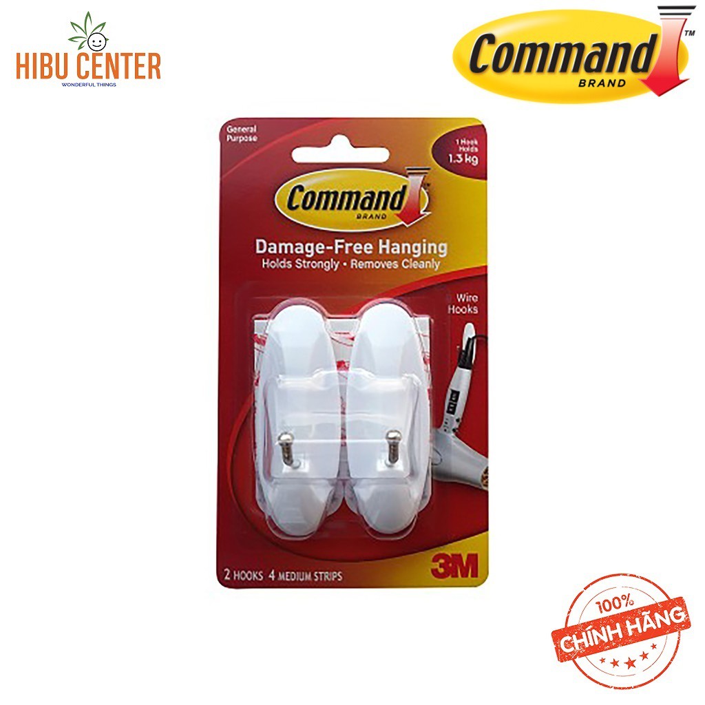 Móc Treo Kiểu Kim Loại 1.3kg Vỉ 2 Cái 17068 Command 3M – Siêu Dính, Bền Chắc, Dễ Dàng Tháo Gỡ - Hàng Chính Hãng