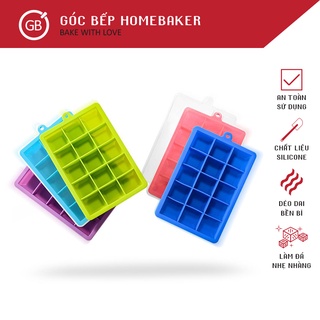 Khay đá silicone viên lớn 15 viên có nắp đậy – khuôn silicone – dụng cụ làm đá viên – gbim001