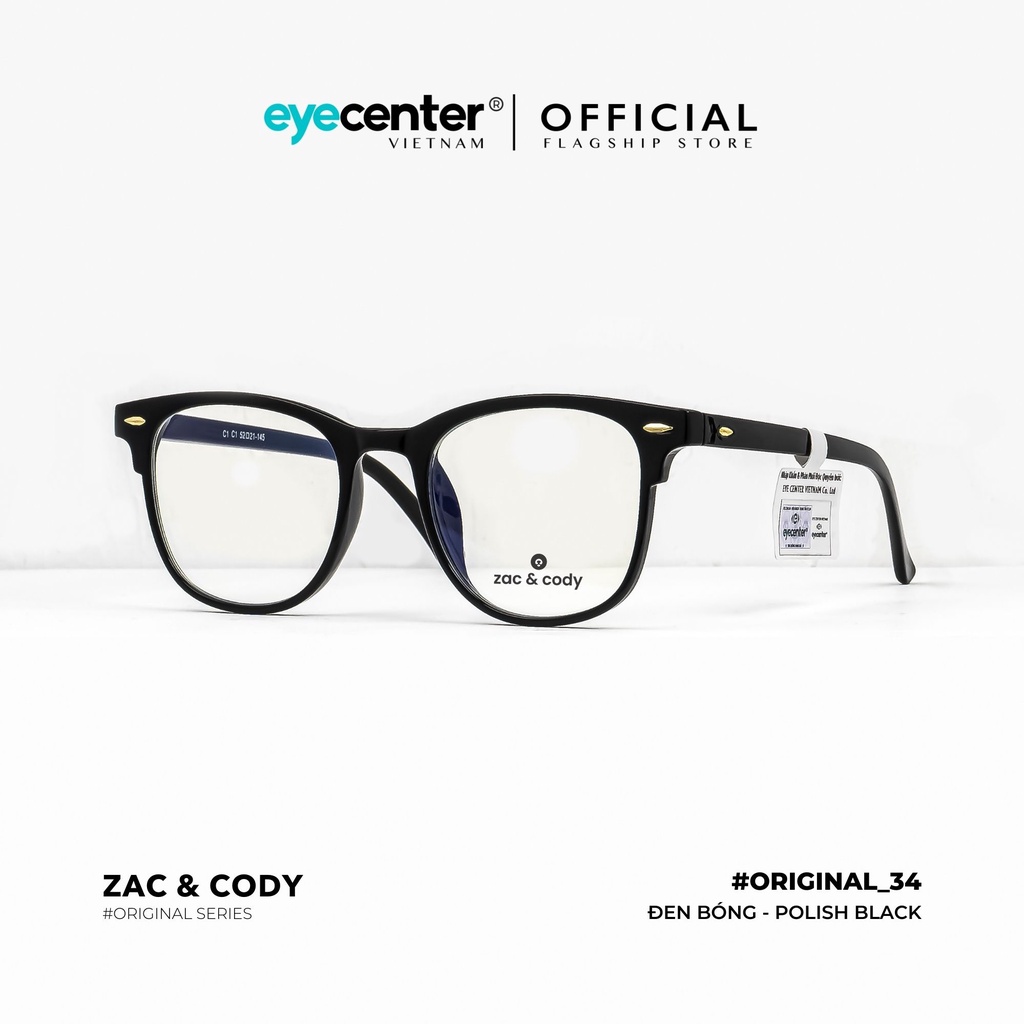 Gọng kính cận nam nữ chính hãng B34-S by ZAC & CODY B34 nhựa dẻo chống gãy nhập khẩu by Eye Center Vietnam
