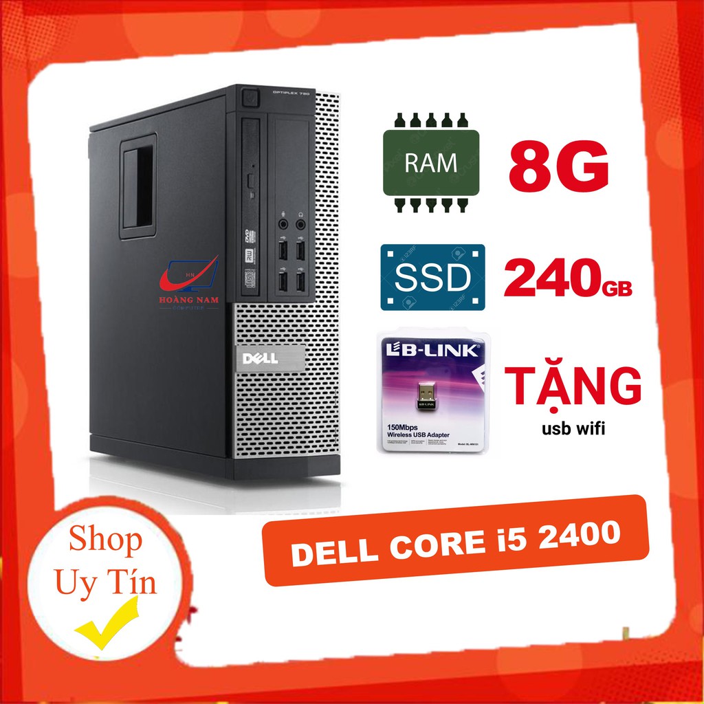 Máy Tính Để Bàn Dell i5 ⚡️Freeship⚡️ Case Máy Tính Đồng Bộ - Dell Optiplex 790/990 (i5 2400/Ram 8GB/SSD 240GB) - BH 12T
