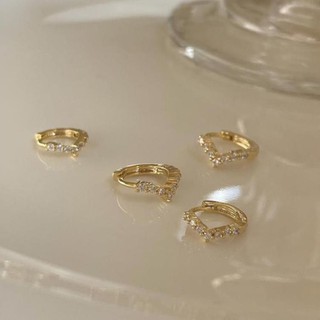[vz23] khuyên tai vòng zircon mini huggie xỏ khuyên tai khối zirconia sụn bông tai đinh tán bông tai vàng cisye