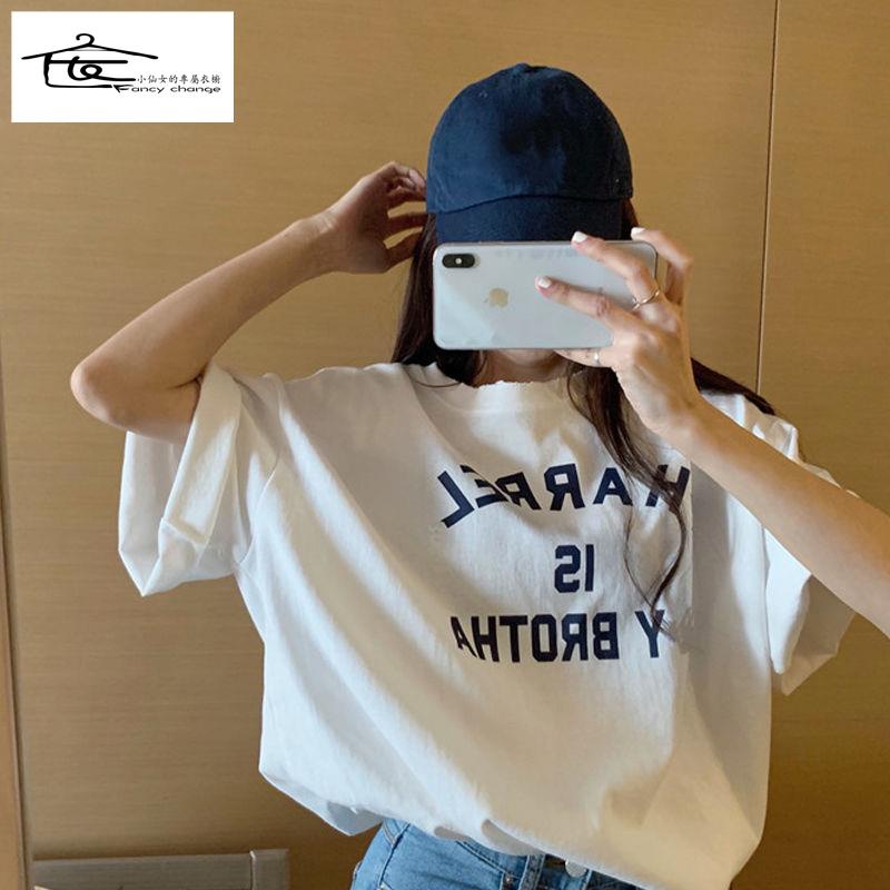 Áo Thun Ngắn Tay Dáng Rộng In Chữ Phong Cách Retro Thời Trang Mùa Hè Cá Tính