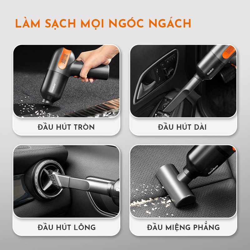 áy hút bụi không dây cầm tay GAABOR GVCC-M1A1 lực hút mạnh bền bỉ - Hàng chính hãng