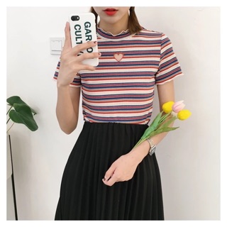 [KÈM ẢNH THẬT + SẴN] áo thun tim viền cổ chất đẹp ulzzang