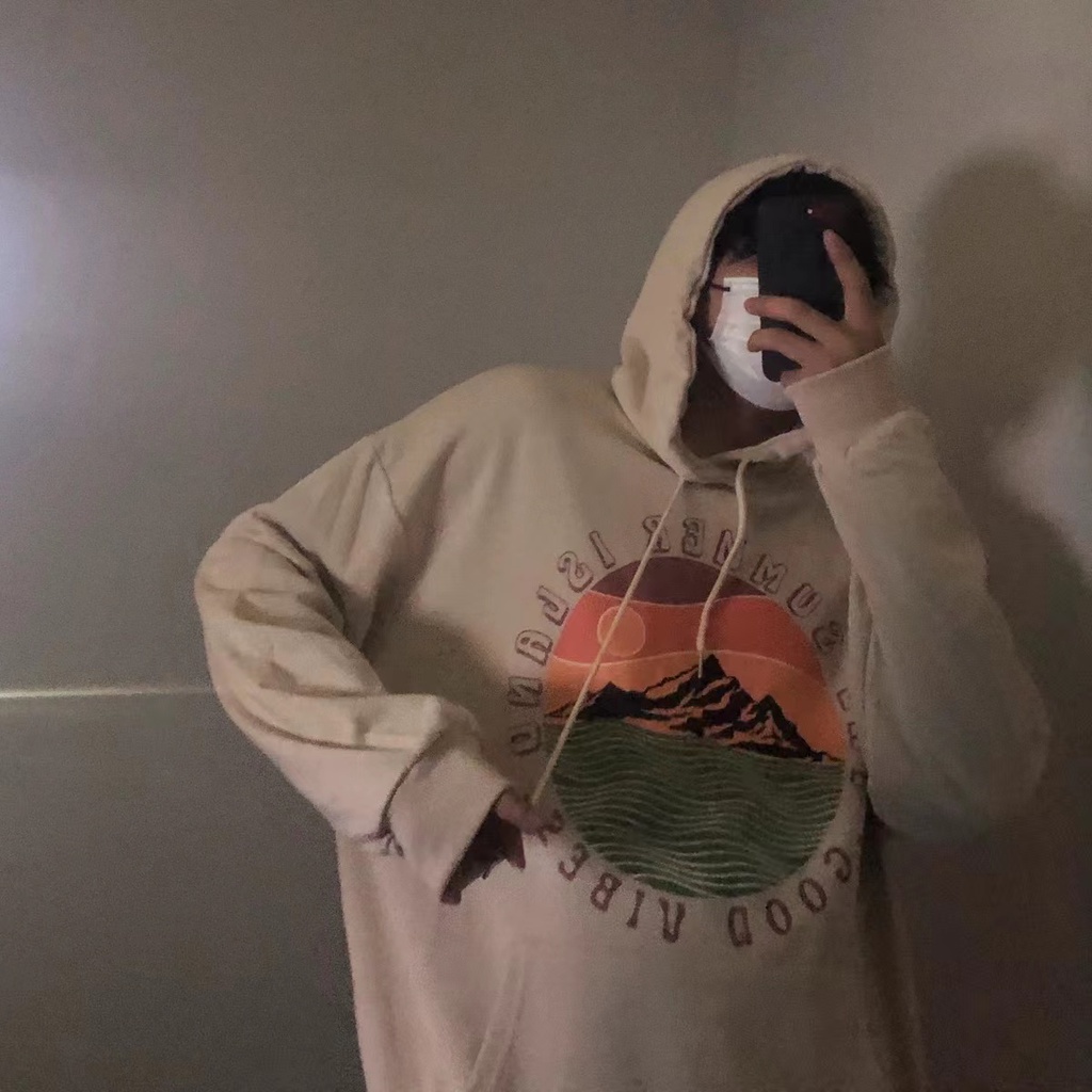 NRVP Áo Hoodie Tay Dài Oversize In Họa Tiết Phong Cách Hàn Quốc Kiểu Mới Cho Nam / Nữ