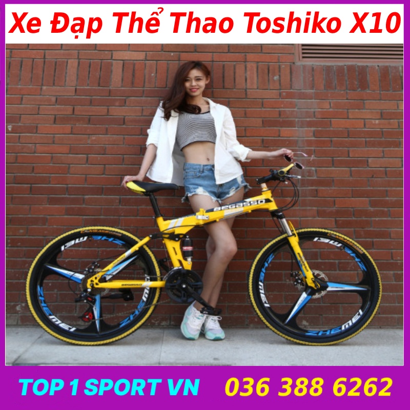 Xe đạp tập thể dục tập gym tập thể thao tại nhà Tôshikô X9 tặng má phanh dự phòng + giá đỡ điện thoại + đồng hồ nhịp tim