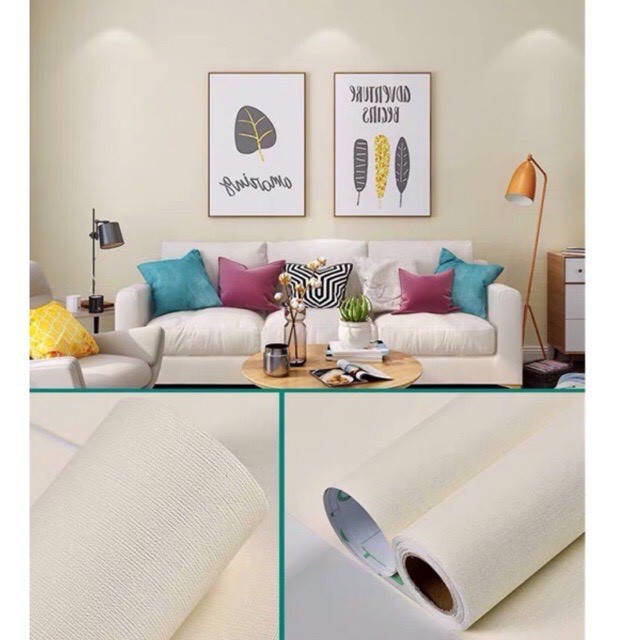 [Giá_rẻ] Giấy dán tường cuộn 10m màu vàng be - 10m decal dán tường màu vàng be có keo sẵn | BigBuy360 - bigbuy360.vn