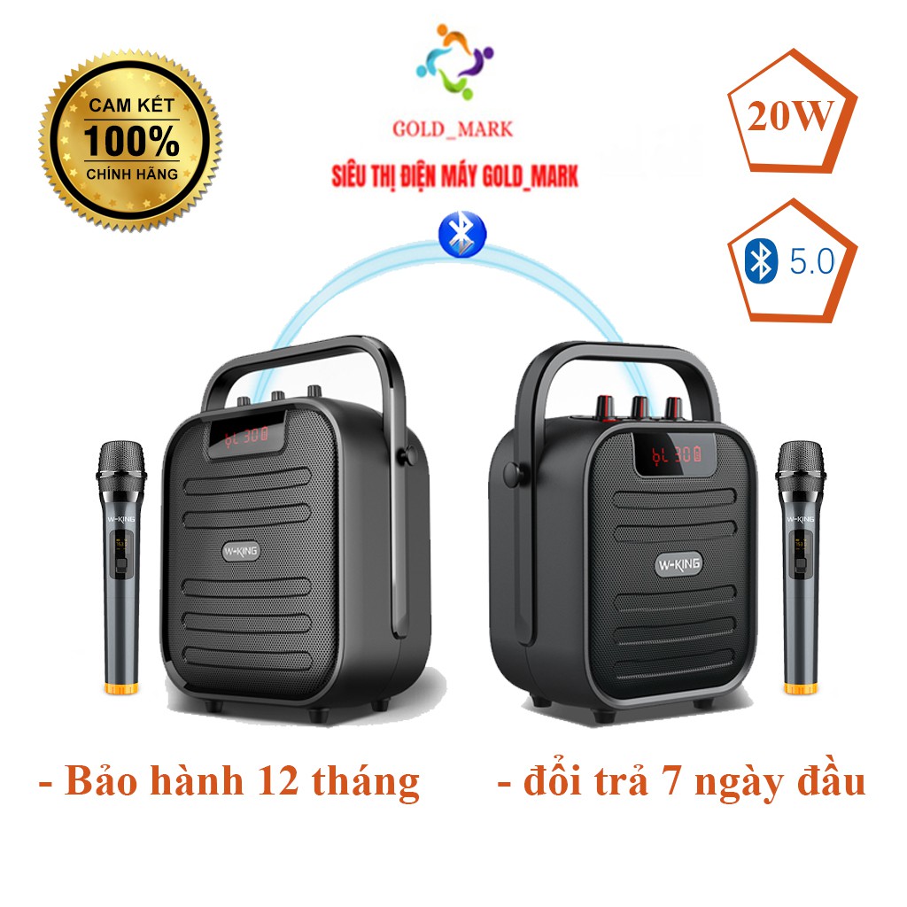 Loa karaoke bluetooth w-king T5 Plus 20w, loa di động kèm mic hát karaoke bluetooth, Blt 5.0 - Bảo hành 12 tháng