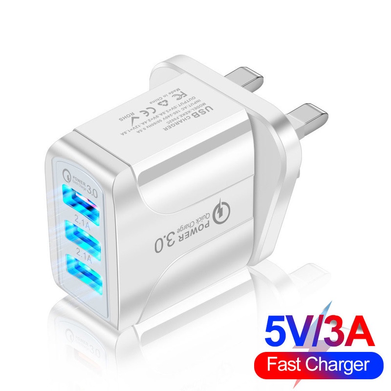 Bộ Sạc Điện Thoại Thông Minh 3A 15W 3 Cổng USB Tiện Lợi Khi Đi Du Lịch