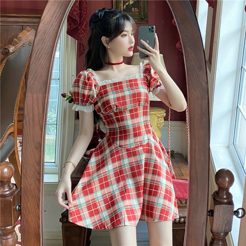 [HÀNG ĐẸP] Váy kẻ đôi bạn thân ulzzang vintage du lịch cao cấp design - M05 - janna house | BigBuy360 - bigbuy360.vn