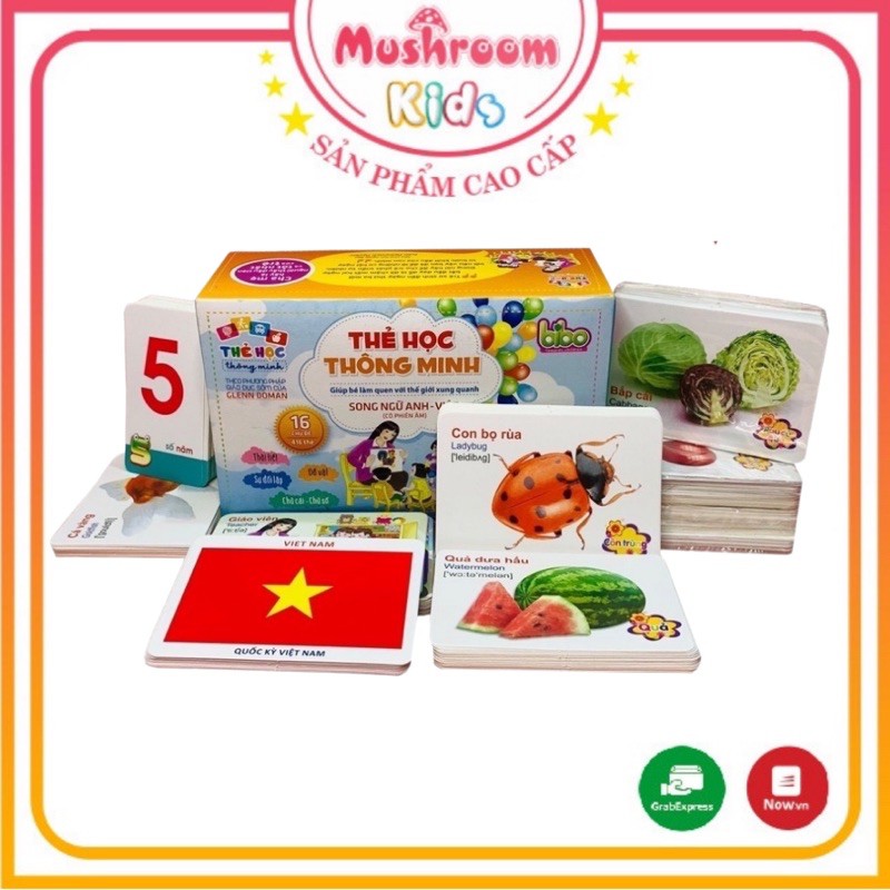 Bộ Thẻ Học Song Ngữ Anh Việt Flashcard 16 Chủ Đề (416 Thẻ) Dành Cho Bé