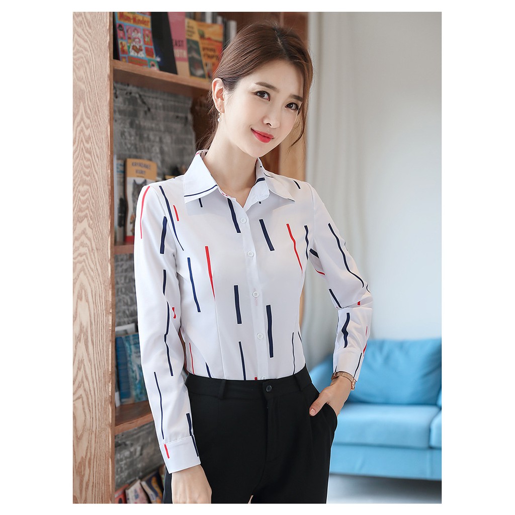 Áo Sơ Mi Nữ Trắng Công Sở Dáng Suông (40-65kg), Vải Trơn Kẻ Màu Hàng Nhập Cao Cấp SM153