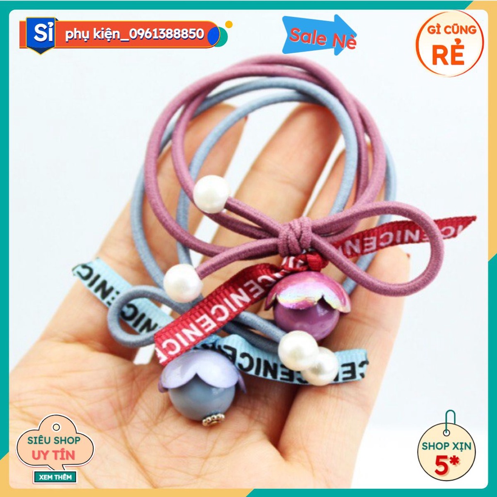 Dây buộc tóc hoa ba cánh nơ đẹp