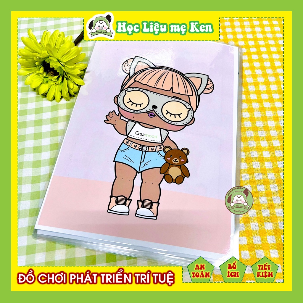 - Bộ sưu tập thời trang Lol suprise, học liệu bóc dán thay quần áo búp bê, montessori