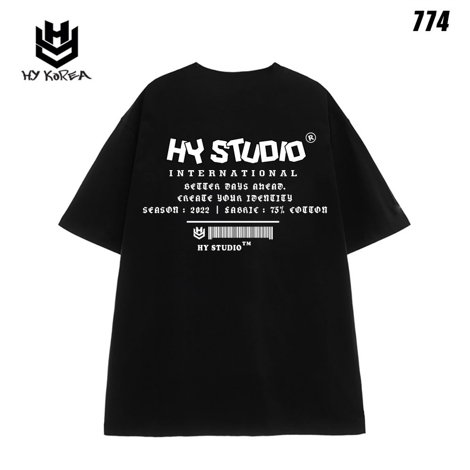 Áo thun tay lỡ HY Studio 774 nam nữ form rộng basic