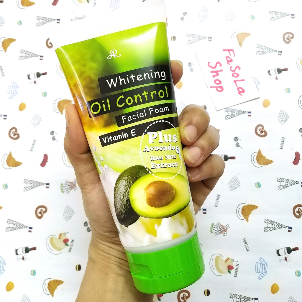 Sữa rửa mặt ARON 210ml Thái Lan chiết xuất quả bơ nước gạo Whitening Oil Control Facial Foam avocado rice milk ar mụn