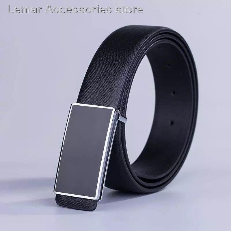 Thắt lưng da bò màu trắng khóa cài trơn thời trang Hàn Quốc cho nam