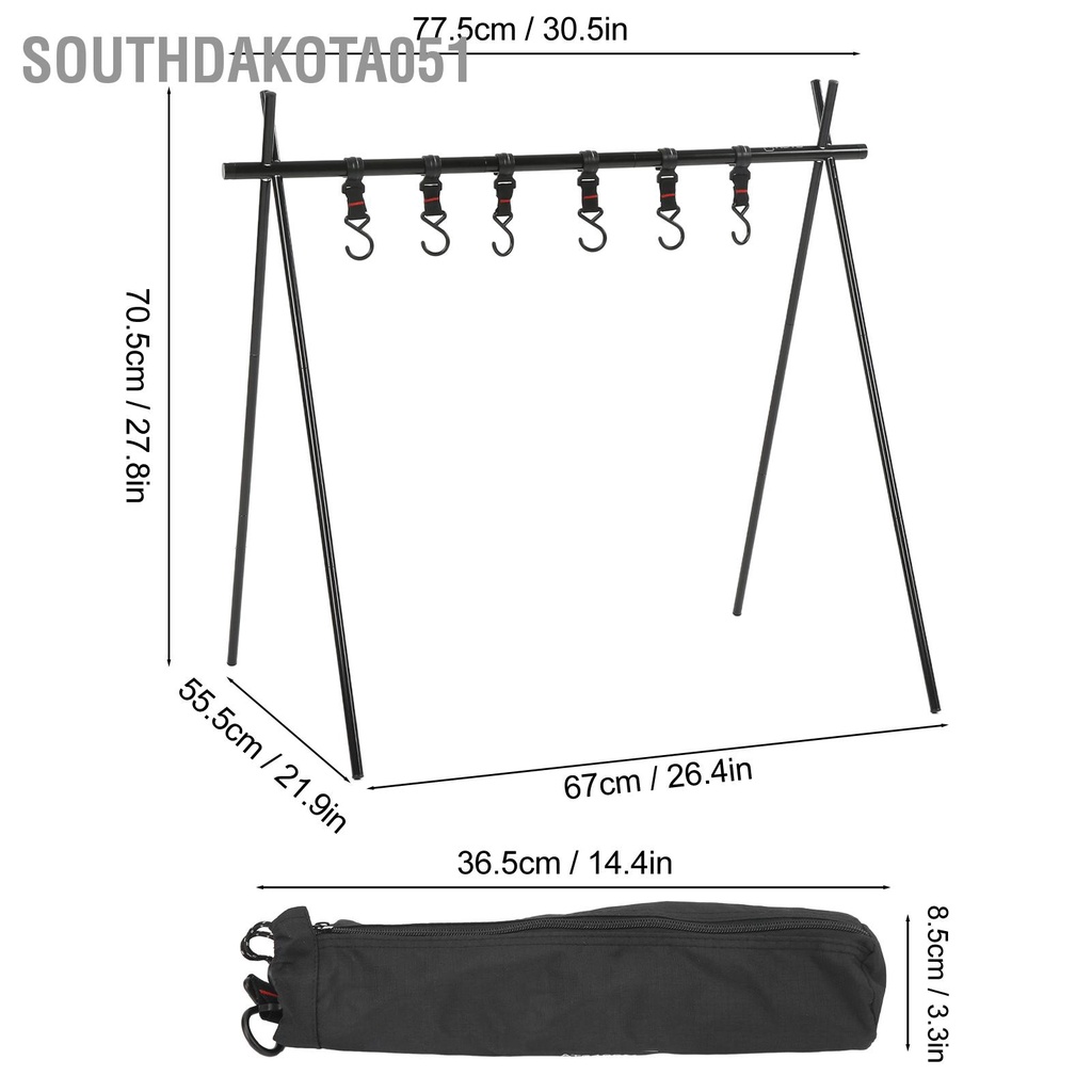 Hàng HOT Giá treo đồ dã ngoại Cắm trại, giá tam giác có thể xếp gọn 6kg Chịu tải Hợp kim nhôm Di động với 6 móc dây【Southdakota051】