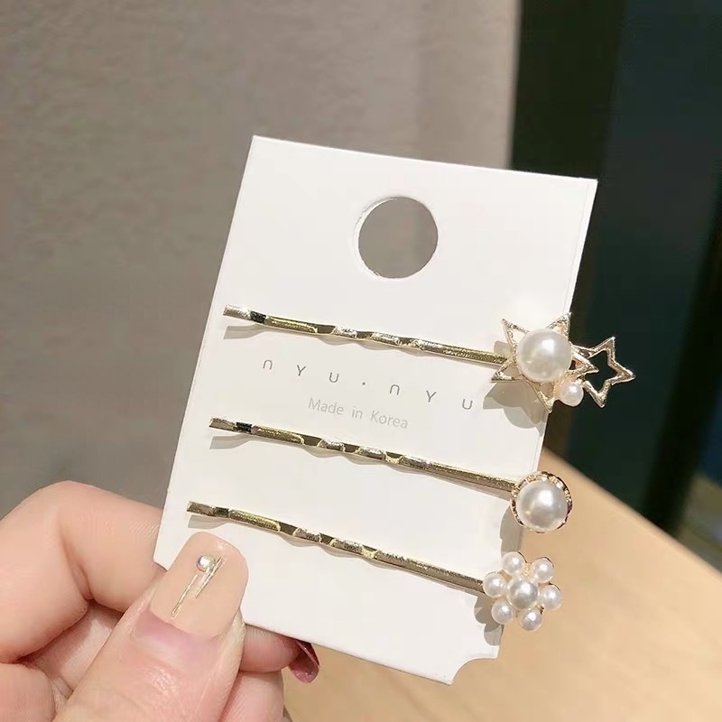 Set 3 Kẹp Tóc Hình Hoa Đính Đá Thời Trang Dành Cho Nữ