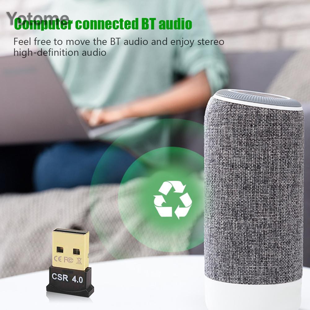 Đầu nhận âm thanh không dây USB bluetooth 4.0 Dongle CSR 4.0 dành cho máy tính Windows 10 8