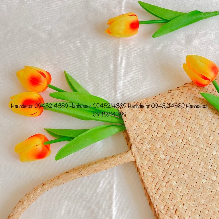 Hoa Tulip PU hàng cao cấp giống thật 99% có sẵn, bông tulip nhân tạo để bàn, phụ kiện chụp ảnh trang trí HANHDECOR