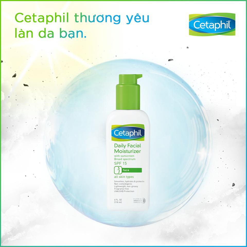 Kem chống nắng Cetaphil Daily Facial Moisturizer SPF15/ PA++ chống nắng, dưỡng ẩm hàng ngày cho da mặt - 118ml