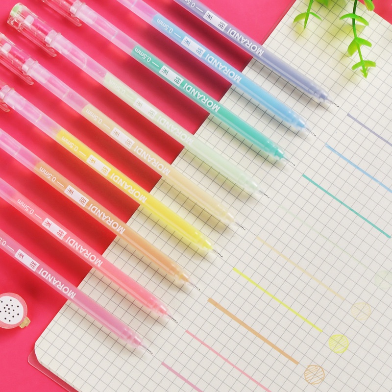 Set 9 Bút Mực Gel 0.6mm Nhiều Màu Phong Cách Vintage