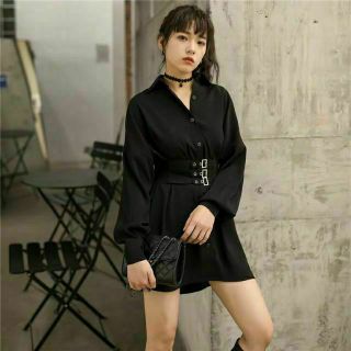 Váy đầm sơ mi freesize kèm đai lưng (belt) 3 khóa thời trang