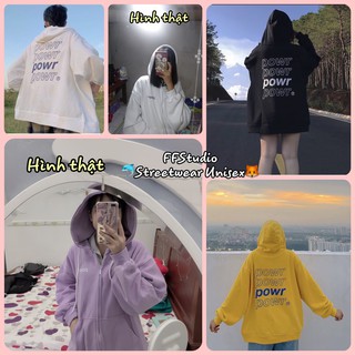 Áo hoodie nỉ bông form rộng có khoá powr 🐬hình thật & video chính chủ🦊 freeship